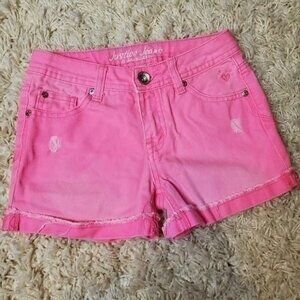 JUSTICE JEANS Cuffed and Frayed Hem Distressed Simply Low Jean Shorts